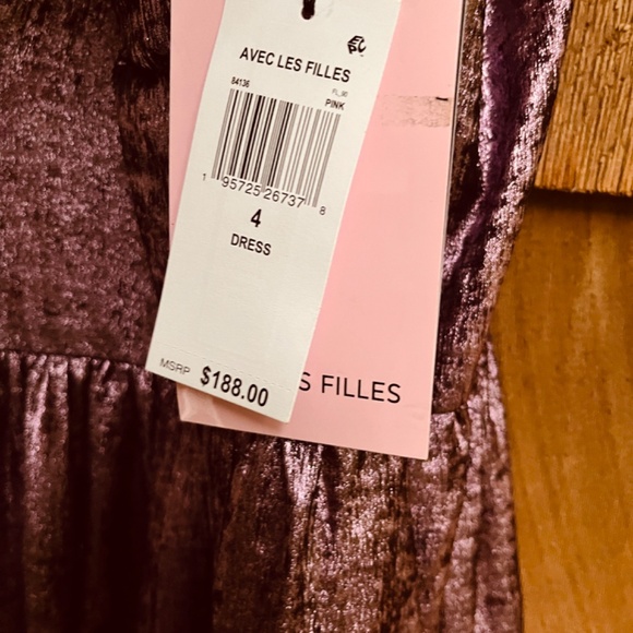 Avec Les Filles Metallic Violet Foiled Sleeveless Maxi Straps Side Slit Size 4 - Picture 7 of 10